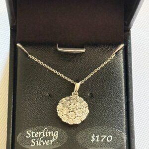 Diamond Cluster 18" Pendant Necklace (1/10 ct. t.w.) in Sterling Silver NEW